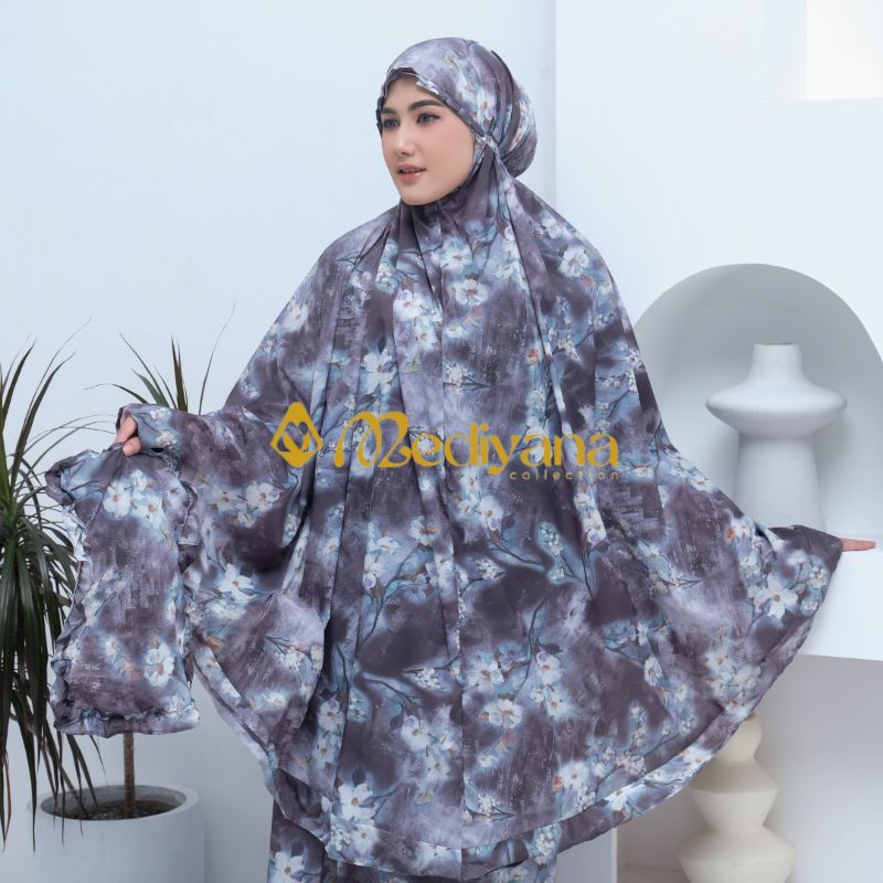 Mukena dewasa traveling parasut korea motif bunga