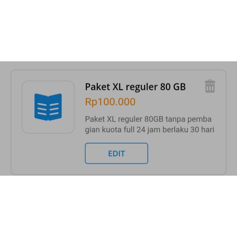 Paket data Reguler XL 80 GB