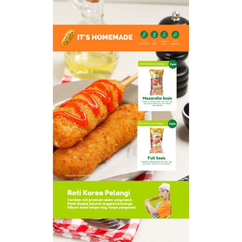 ROTI KOREA - PELANGI (MOZARELLA SOSIS, FULL SOSIS)