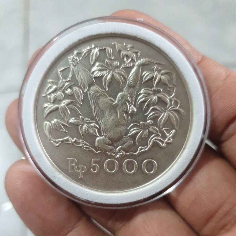 koin perak kuno gambar orang utan 1974