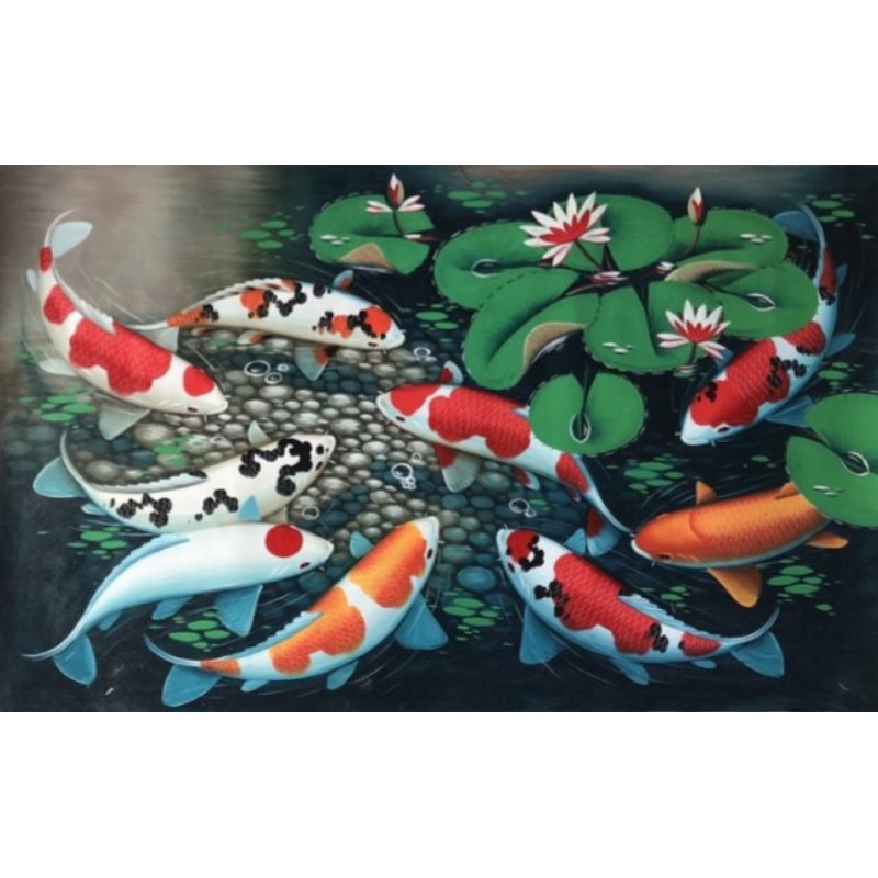 Lukisan ikan koi | Lukisan bali | Lukisan indah | Lukisan feng shui