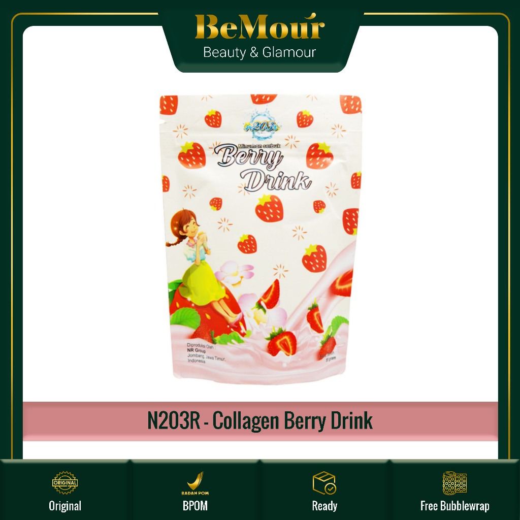 N203R - COLLAGEN BERRY DRINK NR BEAUTY ( 55 g ) - Minuman Serbuk Rasa Strawberry Stroberi Kolagen Me