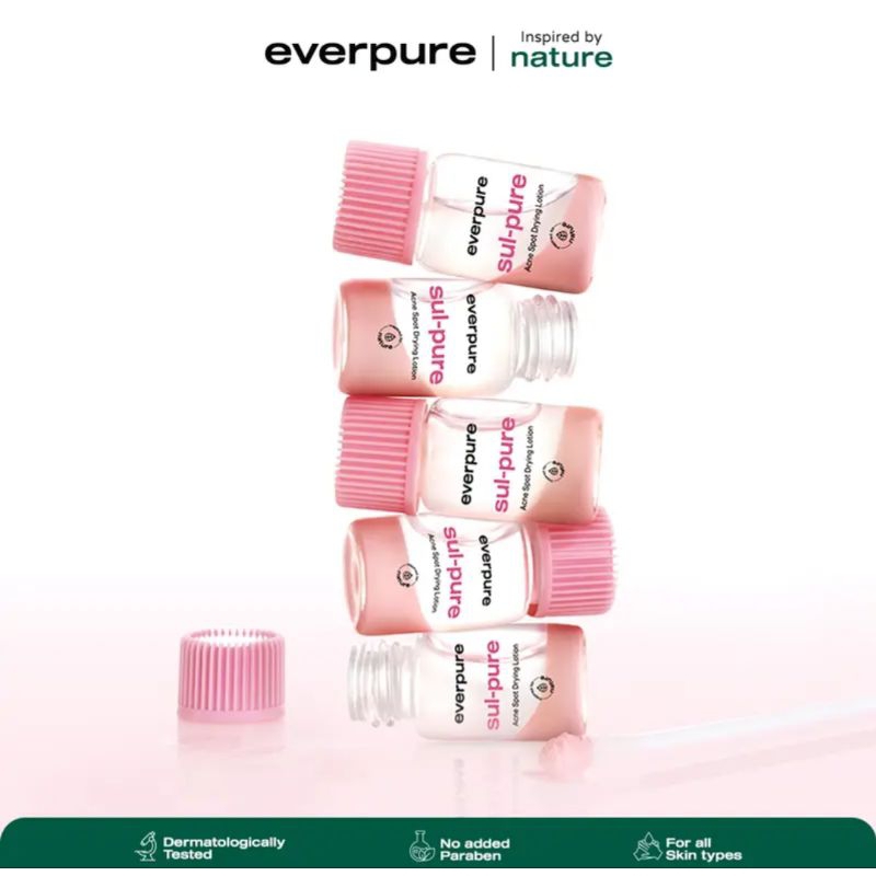 1 botol everpure sul-pure acne apot drying lotion - obat totol mengeringkan jwrawat dengan sulfur & 
