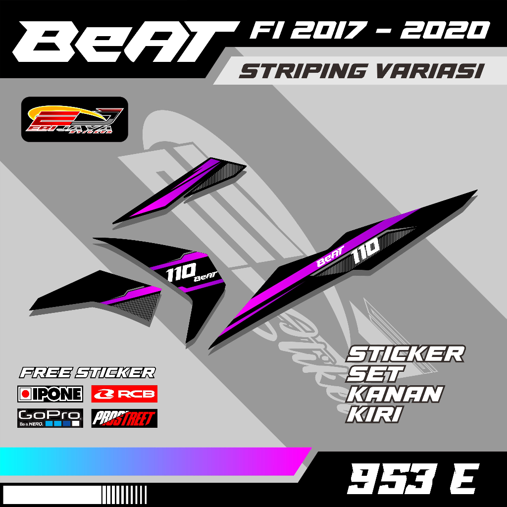STRIPING CUSTOM MOTOR BEAT FI 2017 SAMAPI 2020 SIAP PAKAI-STRIPING TERMURAH VARIASI DESIGN-EMB953