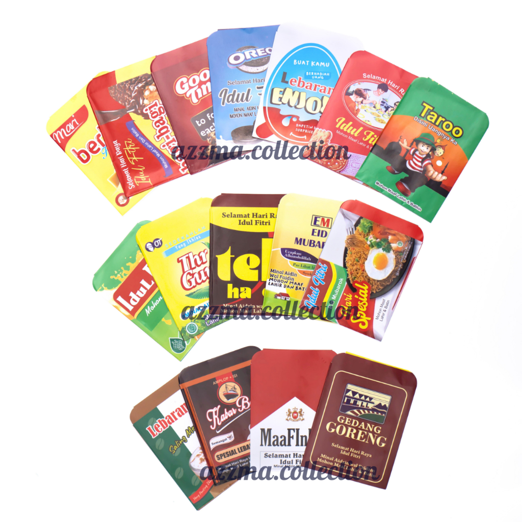 

Amplop Lebaran Idul Fitri Motif Snack ATM Kartun Karakter Angpau Lebaran Paket Usaha AMplop Lebaran
