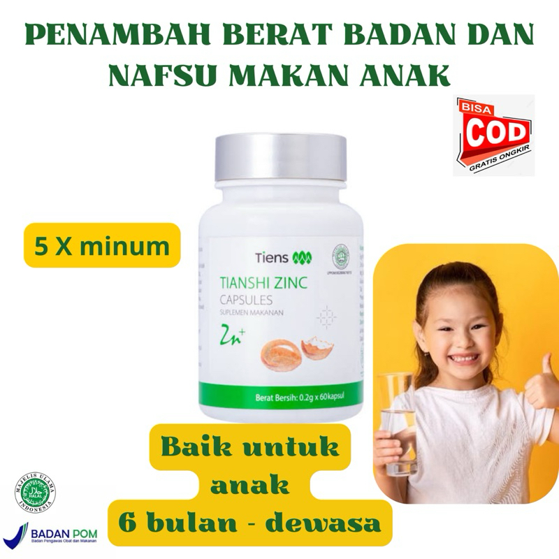 COD (Gratis Ongkir) Zinc Capsule Vitamin Penambah Nafsu Makan Anak bisa dikonsumsi dari bayi 6 bulan hingga dewasa - Penggemuk Badan Penambah Berat Badan Anak Paling Ampuh - Obat Gemuk Sehat Kecerdasan Anak
