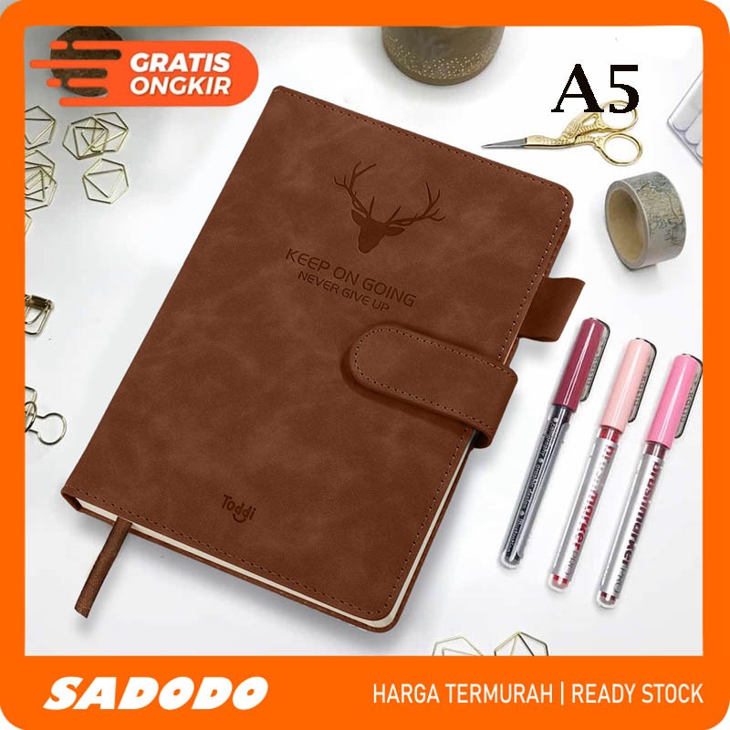 

SADODO Buku Catatan Notebook Cover Kulit Magnetic A5 - Brown -180 Lbr