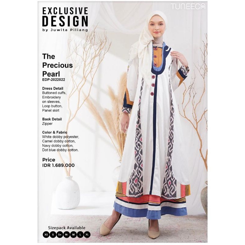 ABAYA/GAMIS TUNEECA EDP-2022022 EDP JUWITA PILIANG ABAYA/GAMIS PUTIH TOSKA MEWAH ELEGANT PREMIUM ORI