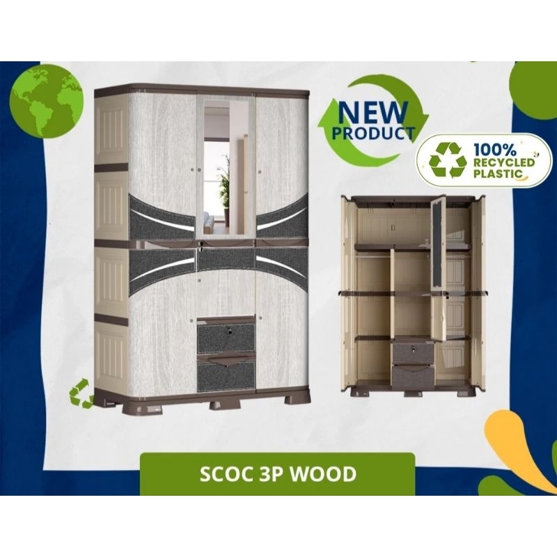 Lemari Plastik Olymplast 3 Pintu SCOC