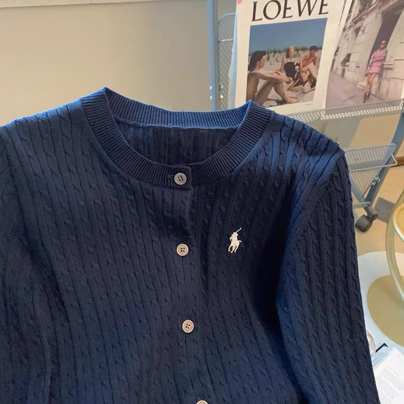 READY - Yoonseo Polo Cardigan | Ralph lauren navy knit top luaran wanita atasan korea