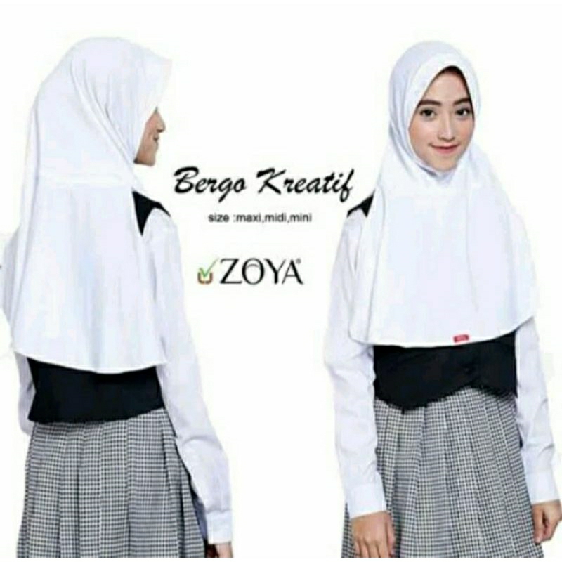 Sale bergo Zoya Hijab sekolah putih. hijab putih kerudung putih