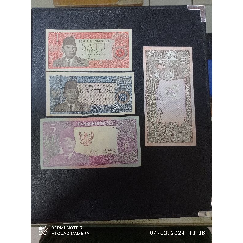 uang kuno seri soekarno 1-1000 ekonomis bagus
