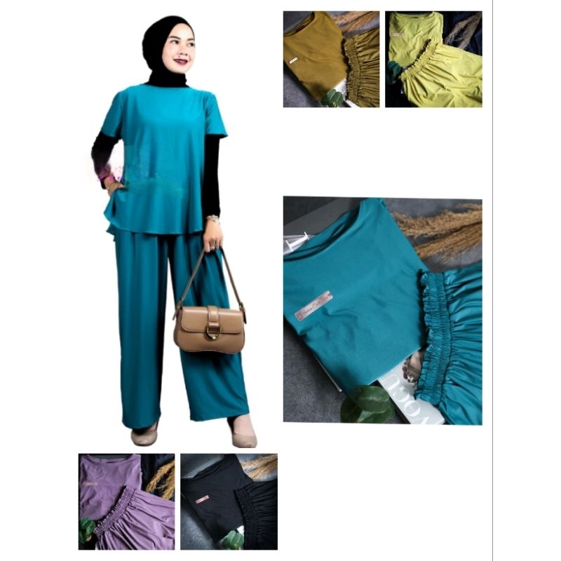 Andien One Set Jersey Melar Jumbo Setelan Wanita Stelan Polos Premium
