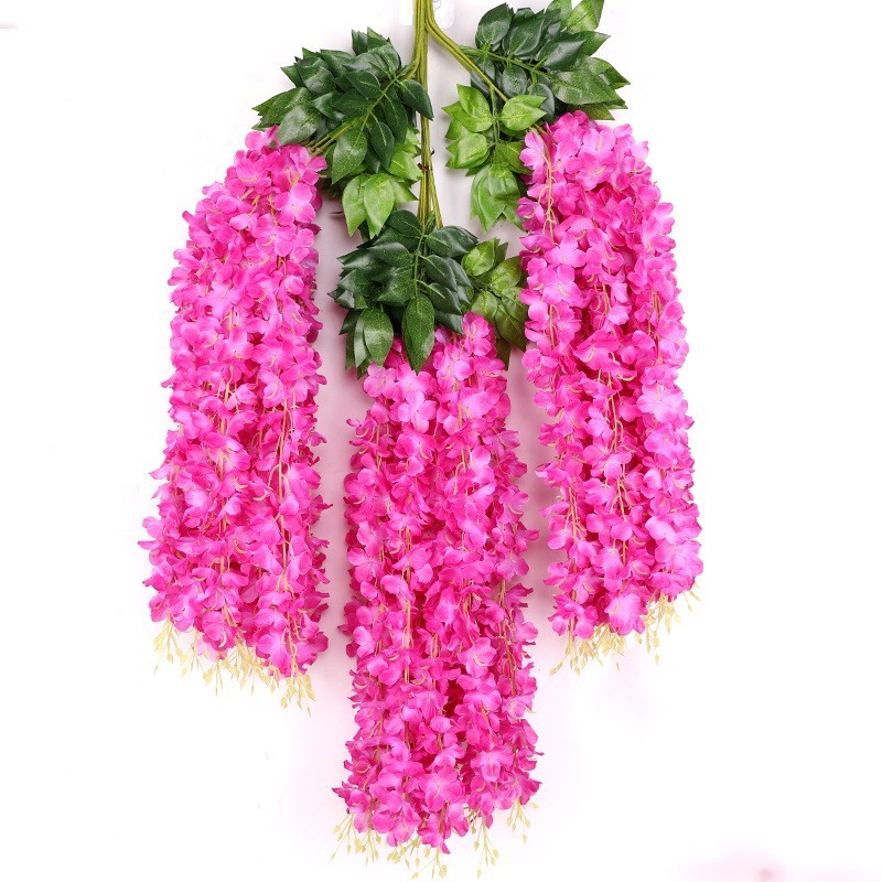Juntai Wisteria Jumbo Gantung Daun Rambat Plastik- Bunga Lavender Artificial Wisteria Tanaman Import