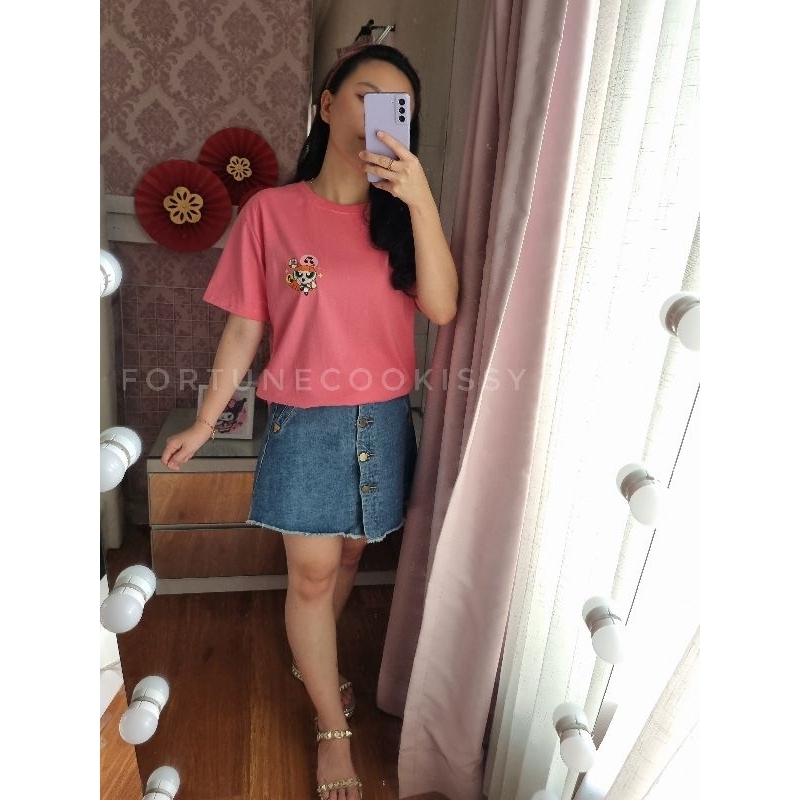Fortune Baju Kaos / T-shirt Newjeans x Powerpuff girl Haerin Katun Combed 24s Oversized