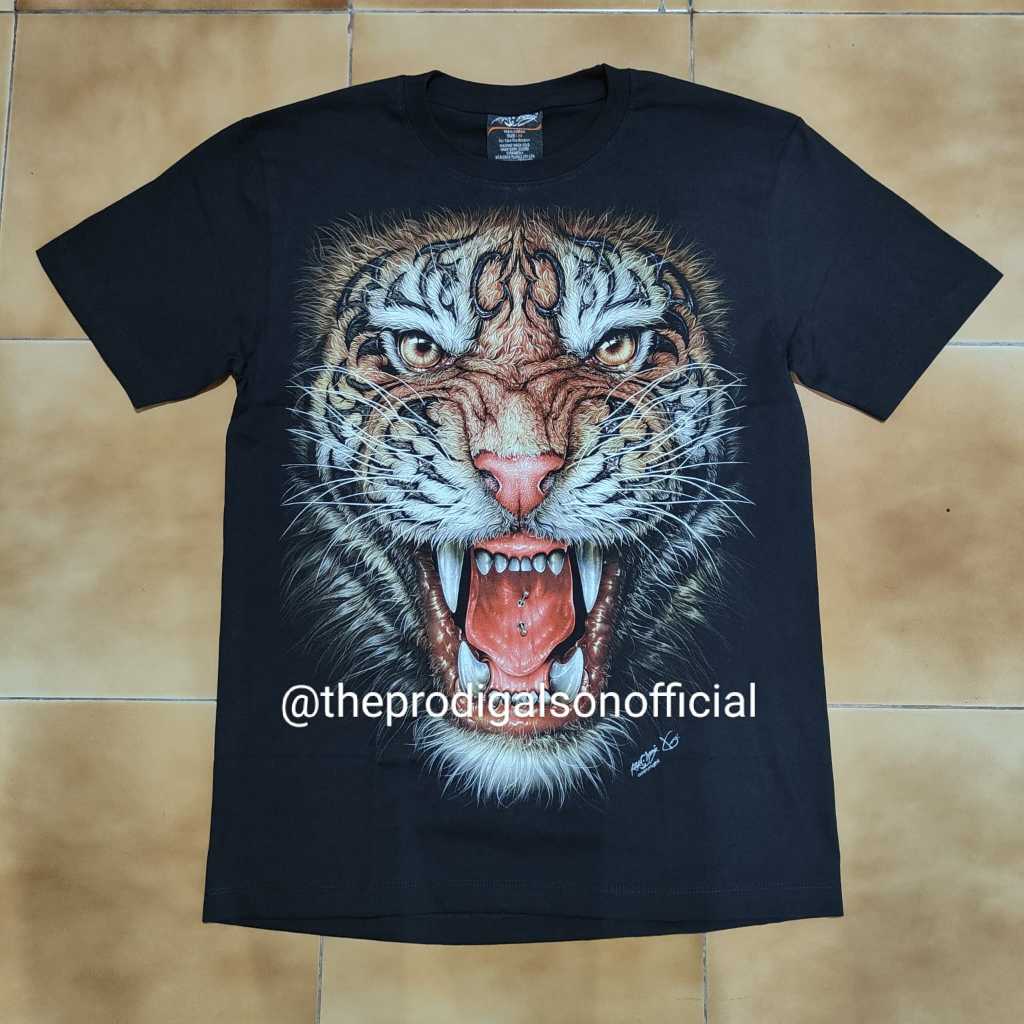 Kaos Rock Chang Import Size XL Harimau 3D Glow in The Dark