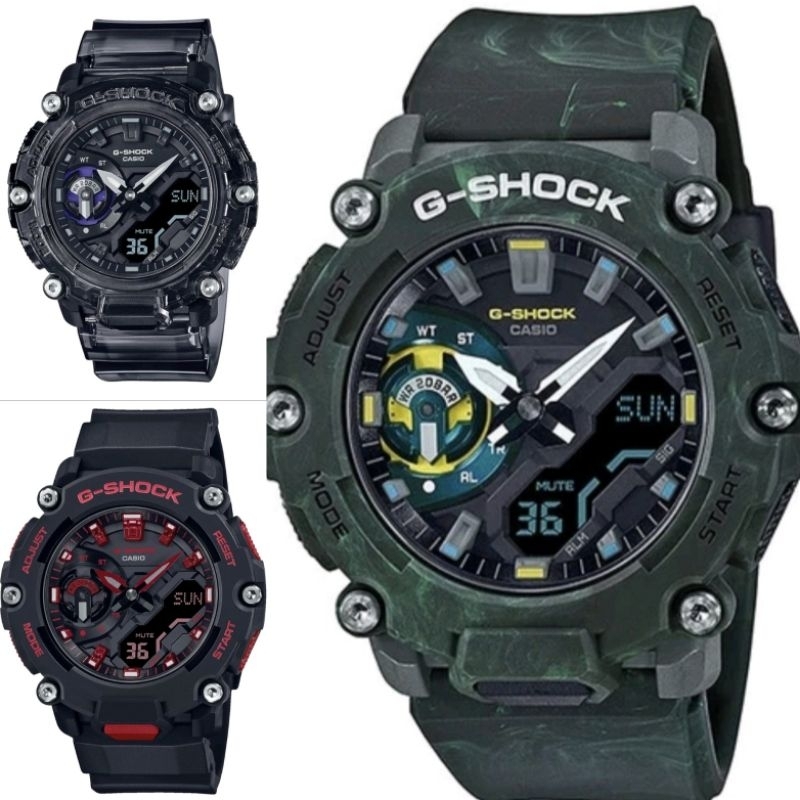 Casio G-Shock GA-2200BNR-1ADR/2200MFR-3ADR/2200SKL-8ADR Jam tangan Pria Analog-Digital Rubber Origin