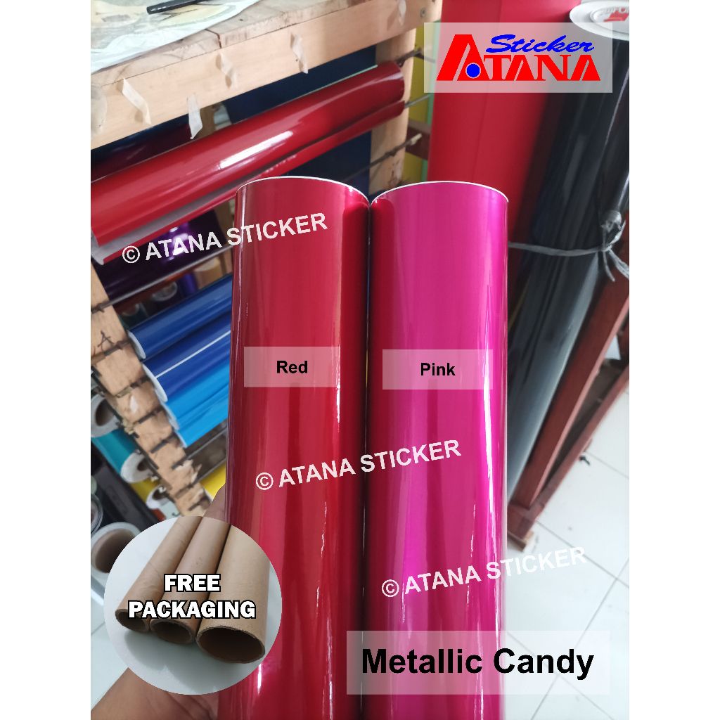 Skotlet Merah Pink Metalik Candy Red Maroon Super Glossy Mutiara Paint Metallic Cutting Stiker Anti 