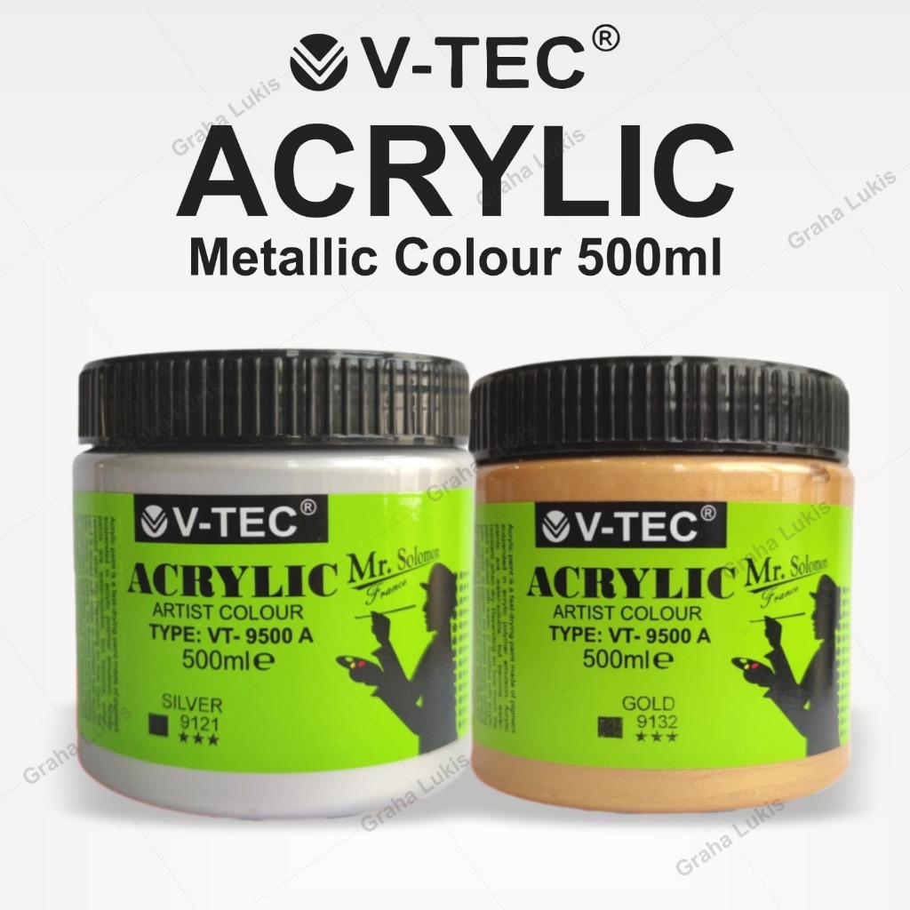

V-TEC Artist Acrylic Paint 500ml / Cat Akrilik V-TEC 500 ml Gold / Silver