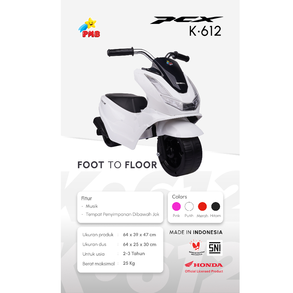 MAINAN ANAK MOTOR-MOTORAN / FOOT TO FLOOR K612 HONDA PCX / MAINAN MOTOR ANAK