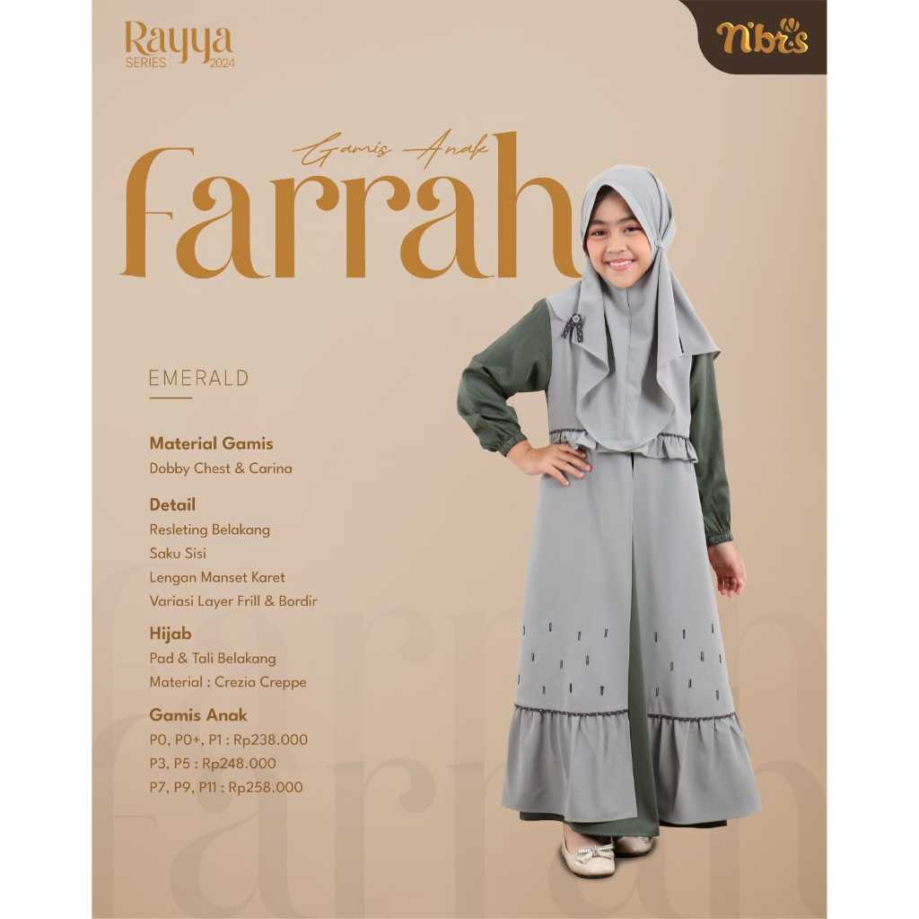NIBRAS FARRAH EMERALD,GAMIS ANAK MUSLIM,GAMIS ANAK PEREMPUAN,GAMIS ANAK PROMO,KOKO ANAK LAKI-LAKI,KO