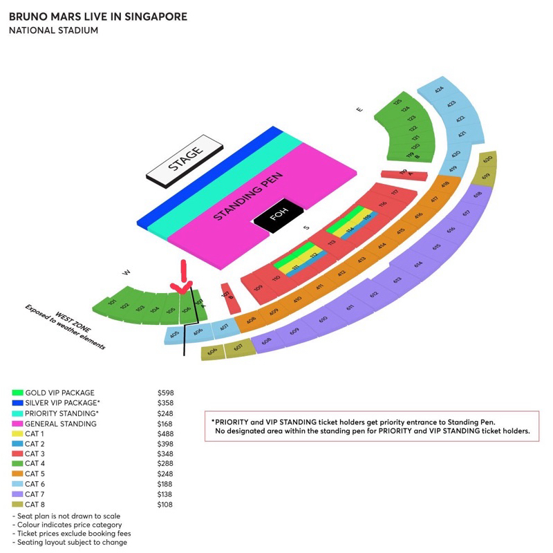 WTS Cat 4 Tiket Konser Bruno Mars Singapore
