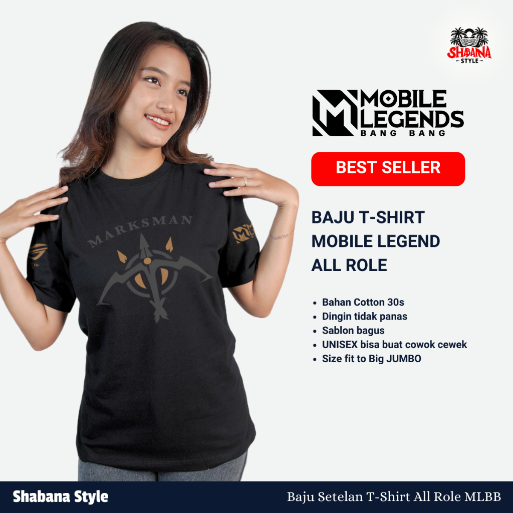 Kaos Distro Pria Wanita Motif All Role Mobile Legend Bang-Bang Murah |  T-shirt Kaos Keren Kaos Mura