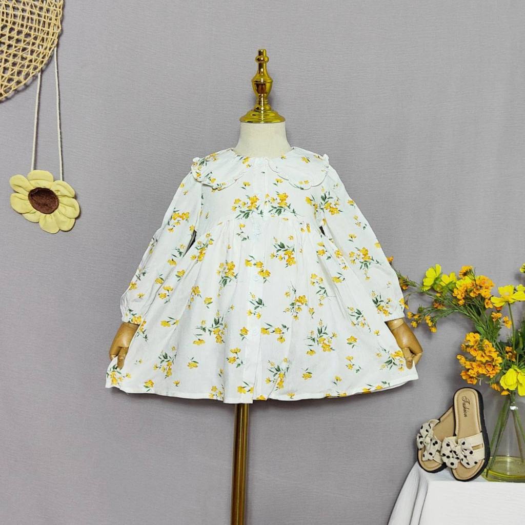 DRESS ANAK IMPORT/DRESS ANAK LUCU/DRESS FLORAL VINTAGE/DRESS ANAK PEREMPUAN