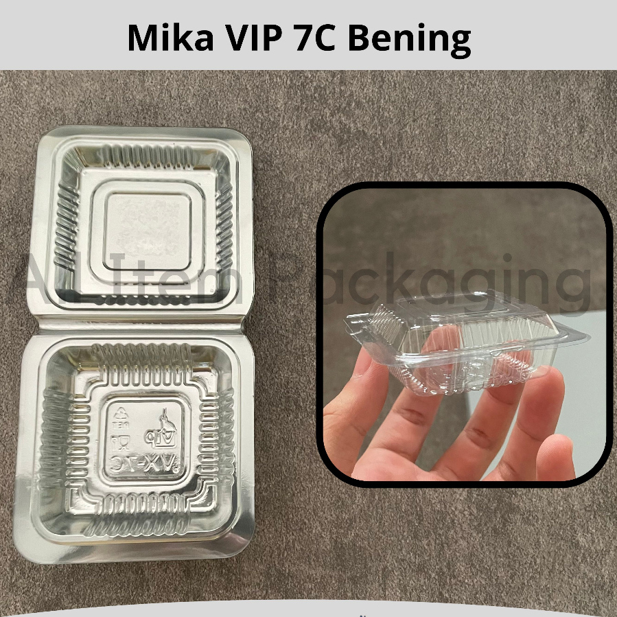 Kotak Plastik Mika VIP 7C (100pcs) Mini / Tray Makanan Kue, Pulut, Sushi / Pancake / Donat, dll