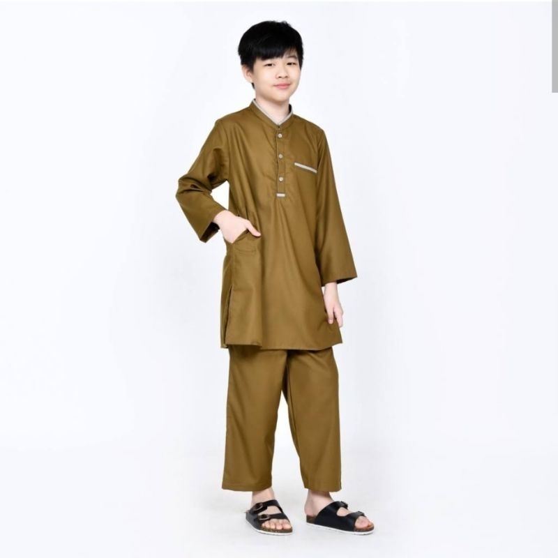 stelan koko kurta anak laki laki tanggung 9 - 10 tahun bahan linen premium
