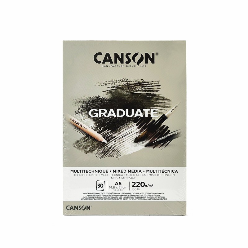 

CANSON GRADUATE MIX MEDIA PADS GREY PAPER A5