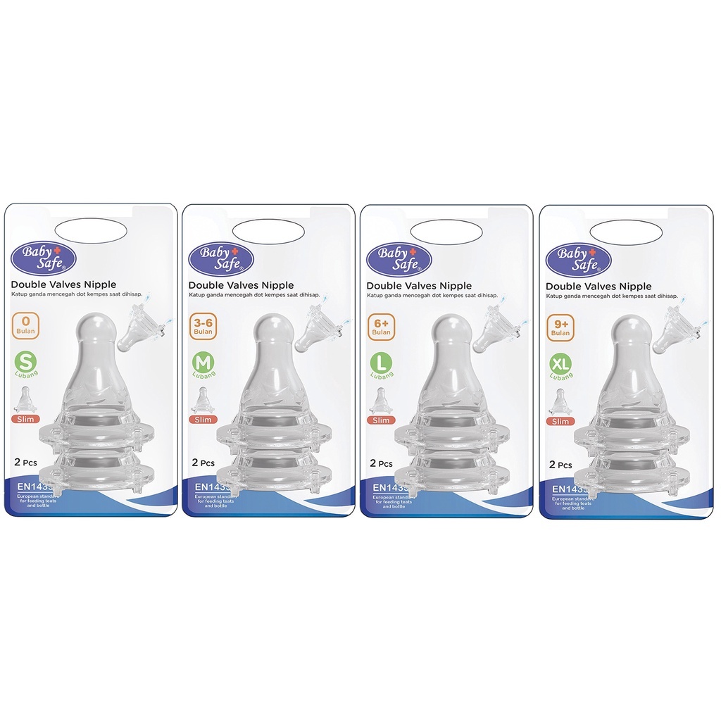 BabySafe DOT Double Valves Slim Neck Nipple / Dot botol baby safe/ nipple botol
