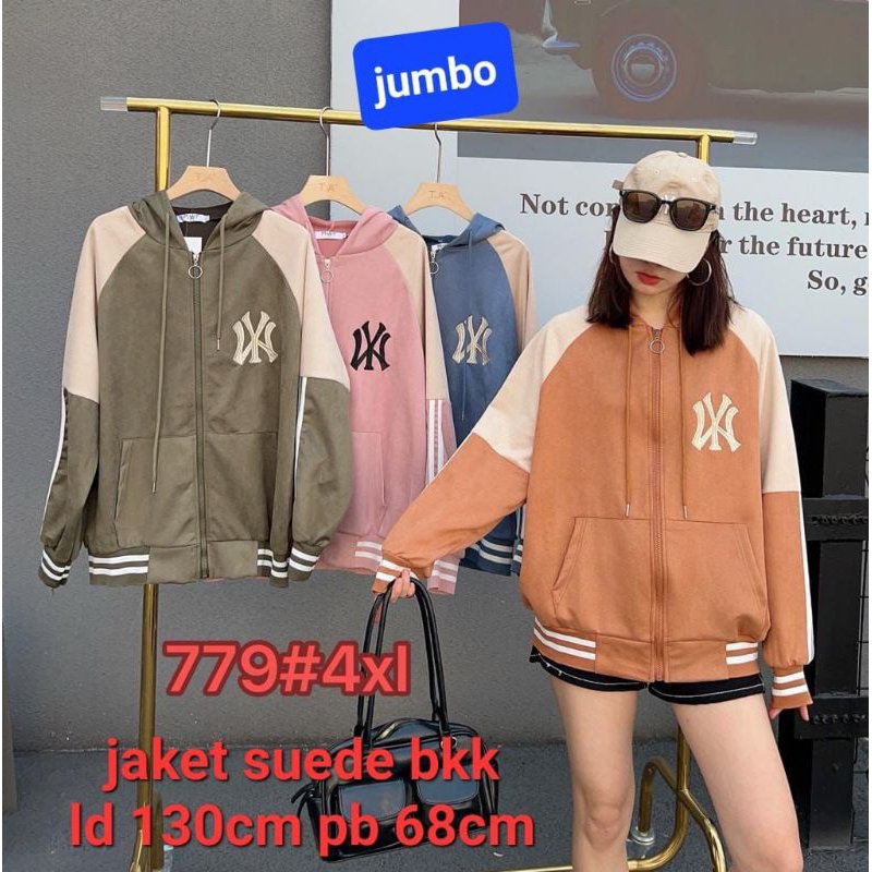 779JACKET JUMBO WANITA TERBARU BAHAN SUEDE