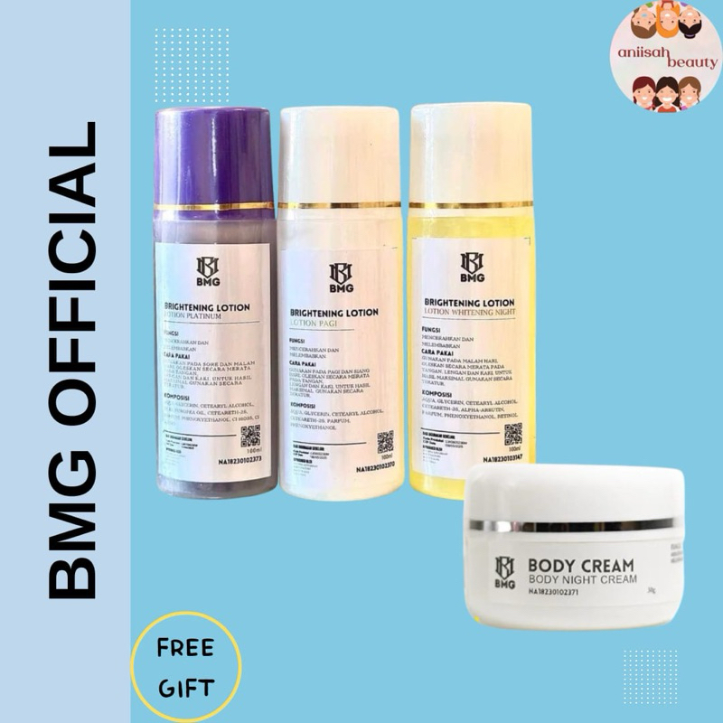 BMG ORIGINAL BRIGHTENING LOTION BMG LOTION PAGI BMG LOTION PLATINUM BODY NIGHT CREAM BPOM