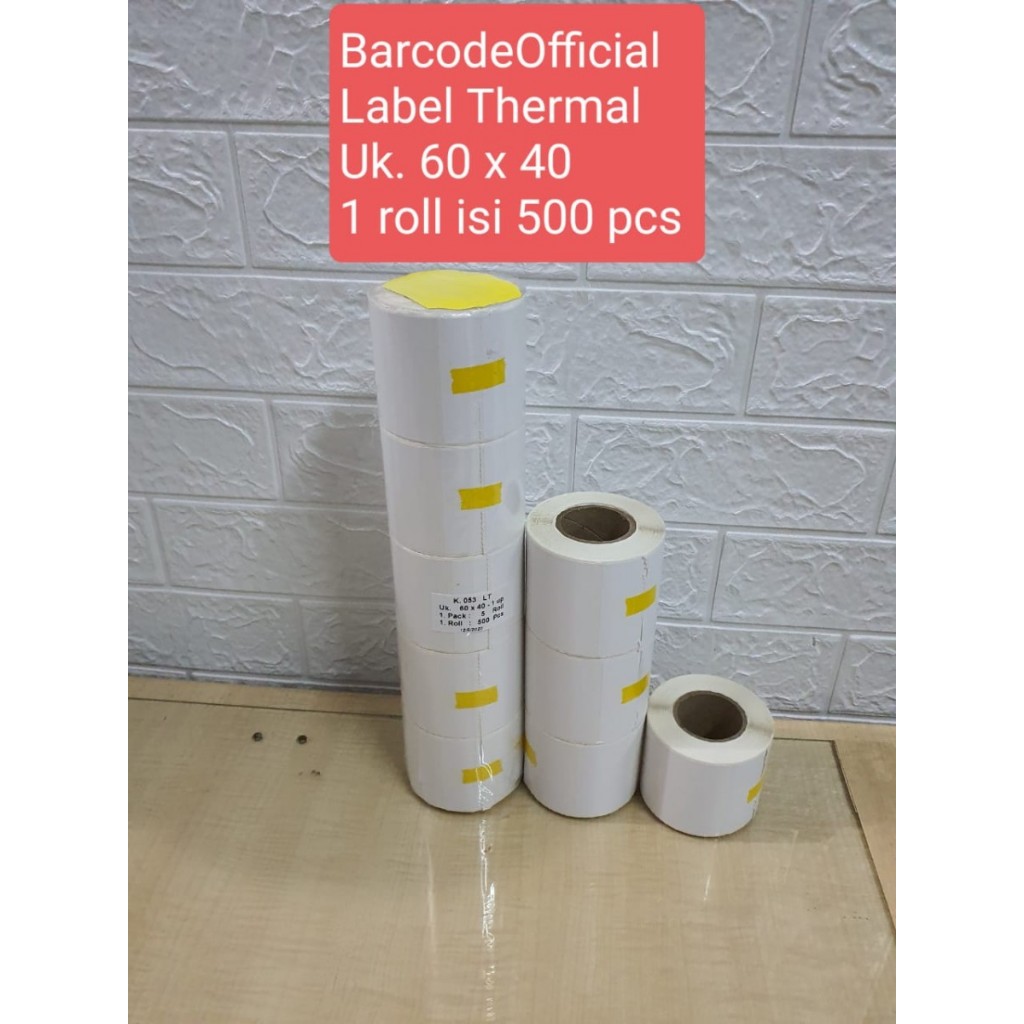 

LABEL BARCODE 60 X 40 KERTAS STICKR THERMAL 60X40MM (500)