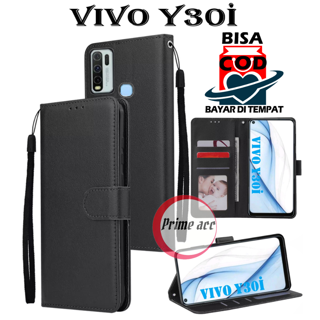flip case VIVO Y30i casing dompet handphone leather case wallet sarung buka tutup