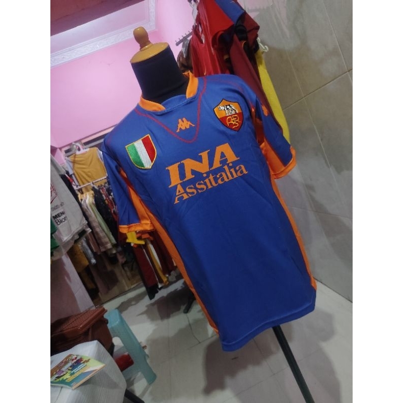 jersey as roma retro 2001 biru dongker