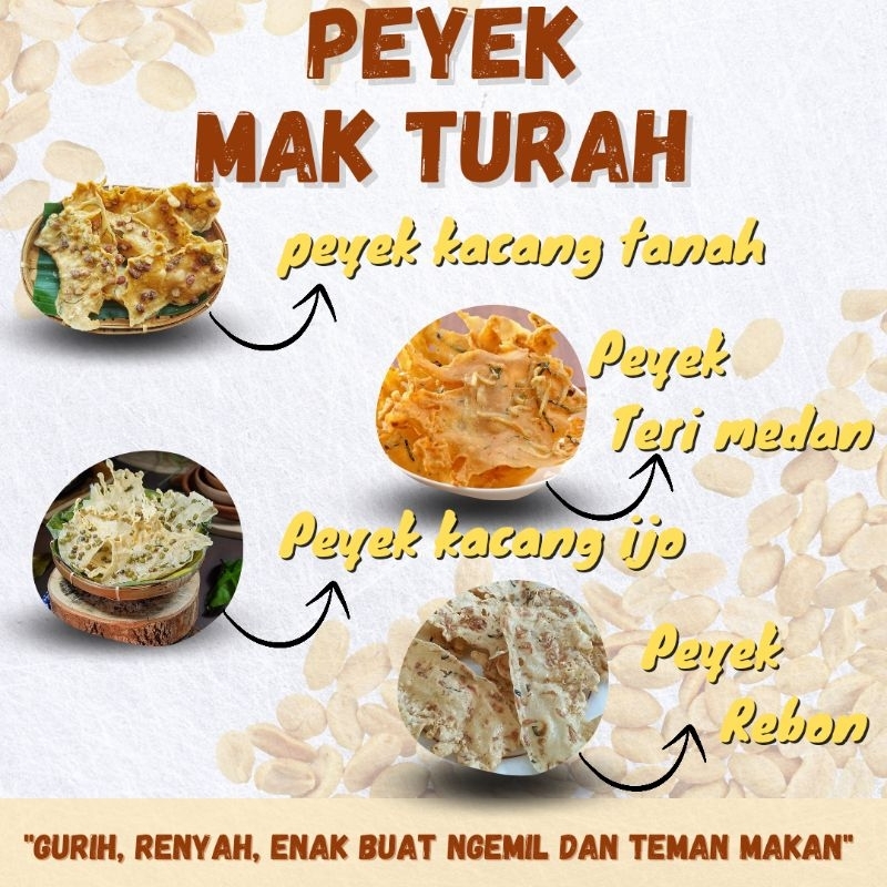 

peyek 500 gram /TOPLES/ peyek kacang tanah/peyek kacang ijo / peyek teri / peyek rebon