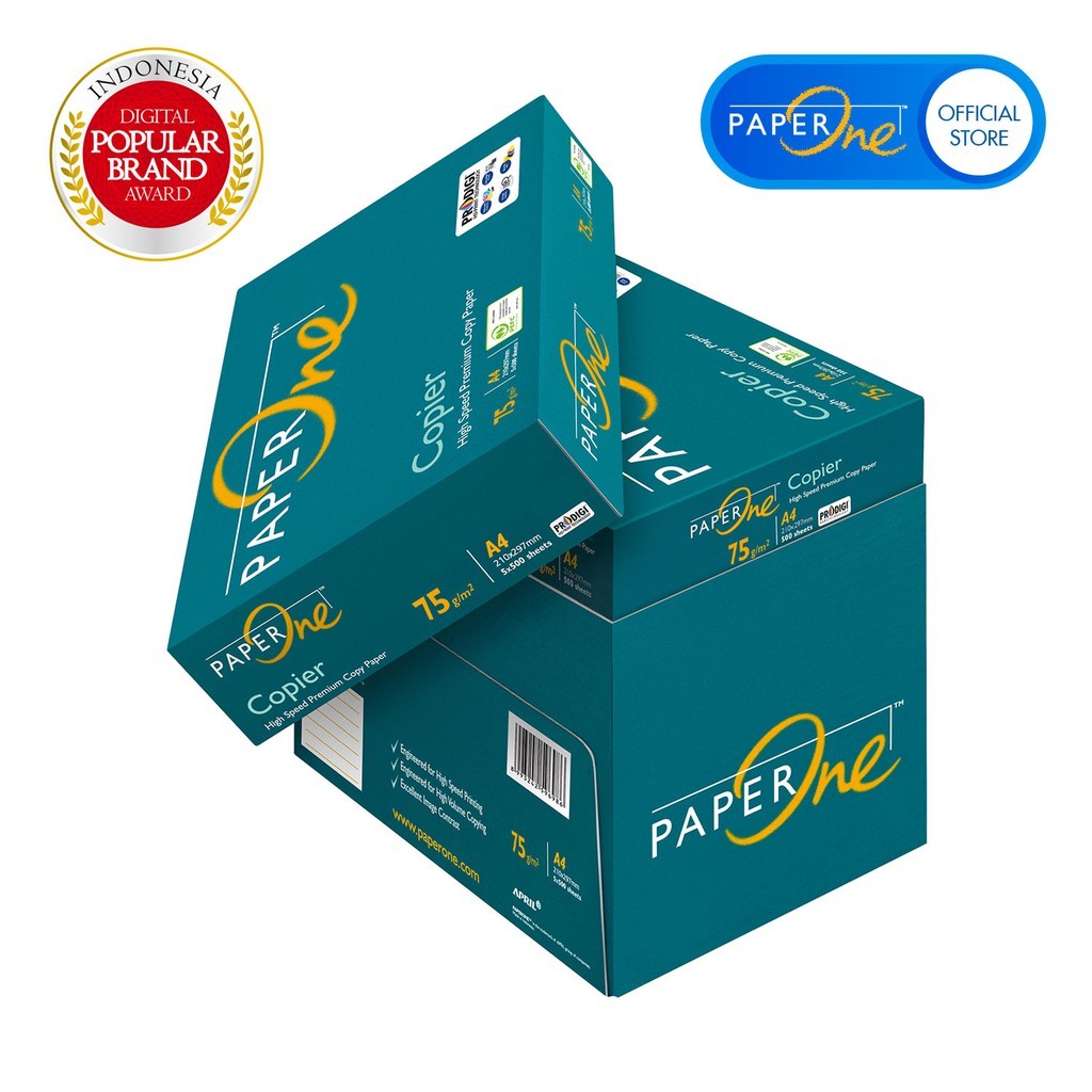 

Promo PaperOne Kertas A4 75gr Copier 1 Box (2500 lembar) Kertas HVS A4 Kertas Fotocopy