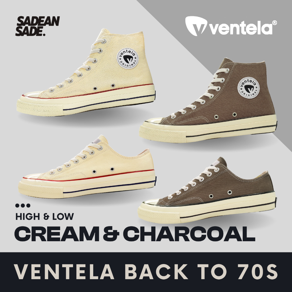 Sepatu Ventela Back To 70s [BTS] Cream, Charcoal - High and Low