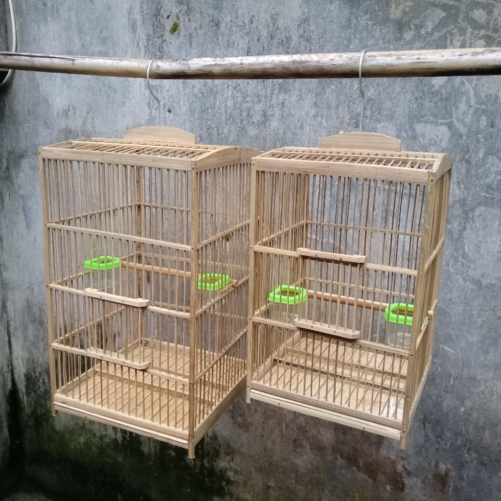 Sangkar Burung Kecil Full Bambu Size S & M AMBRUKAN untuk Kenari, Kutilang, Sogon, Konin, dll
