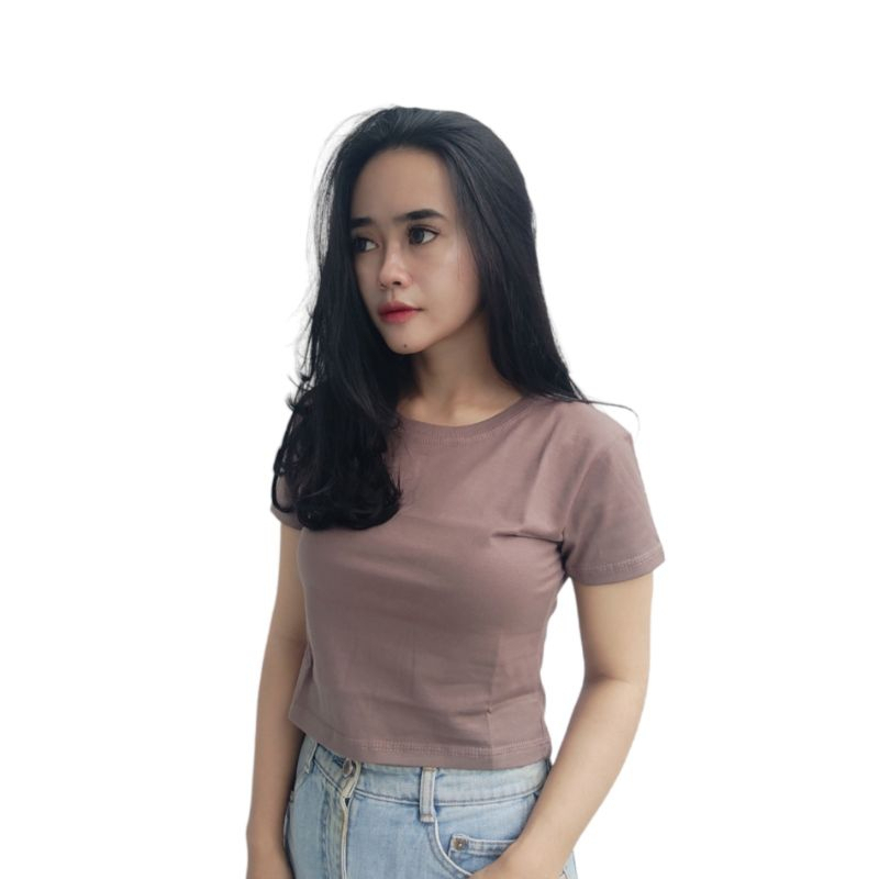 KAOS CROP TOP | KAOS CROP TEE COTTON COMBED 24s KAOS WANITA