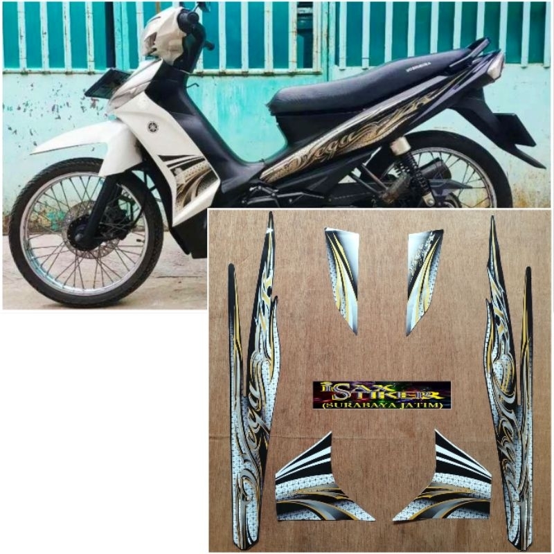 Striping Original Yamaha Vega ZR putih hitam Lis Gold tahun 2011 2012
