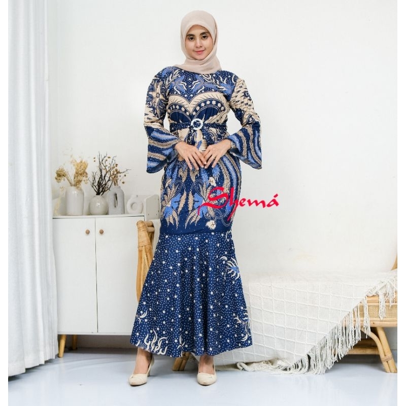 GAMIS DUYUNG BIRU NAVI GAUN PESTA KEKINIAN
