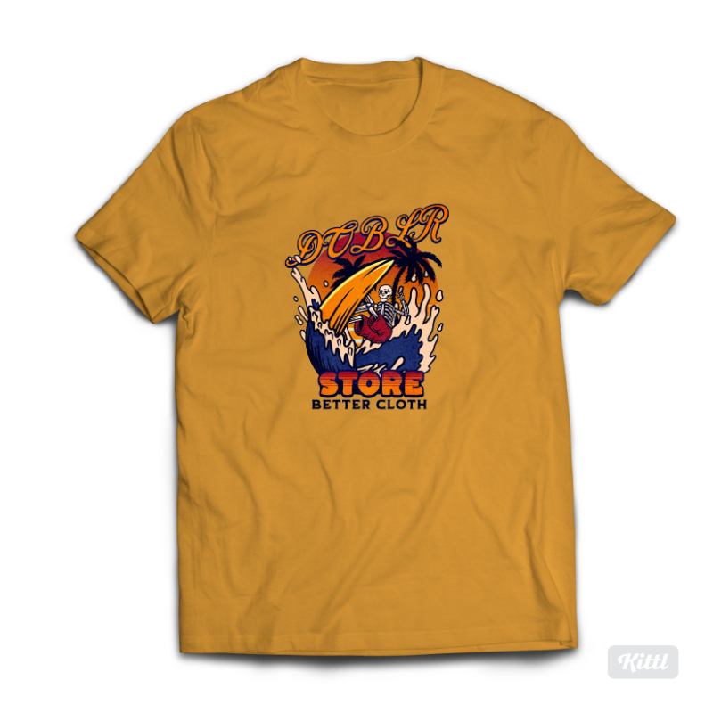 Kaos cotton combed 30s beach&surf 2 mustard local brand original