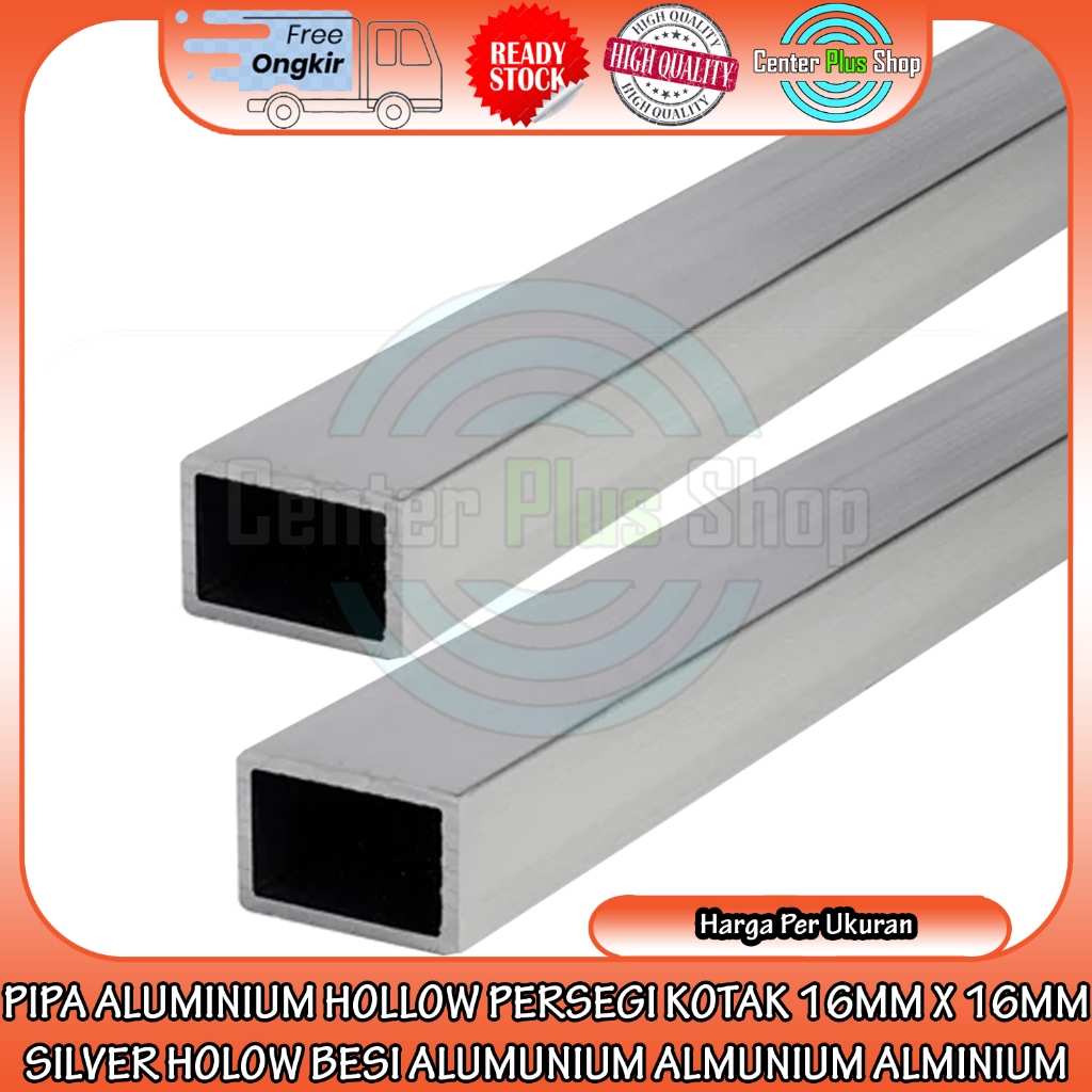 Pipa Aluminium Hollo 16mm X 16mm Alumunium Hollow Persegi Kotak Silver Holow Besi Almunium Alminium 