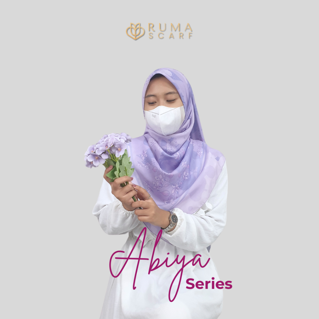 Ruma Scarf - ABIYA Series Hijab Segiempat Motif Eksklusif Size 115 x 115