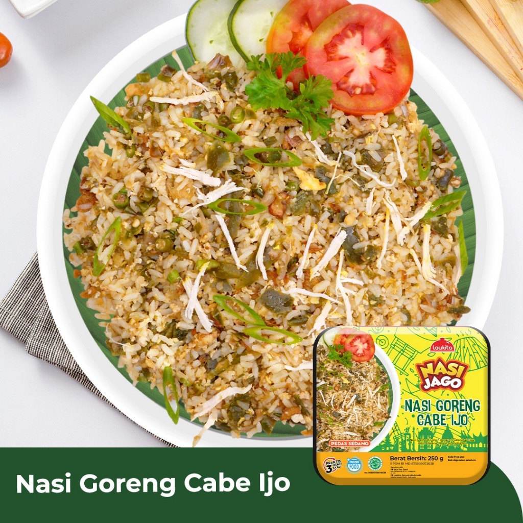 

Laukita Nasi Goreng Cabe Ijo Pedas Sedang Siap Saji Praktis Halal Frozen Food 250gr