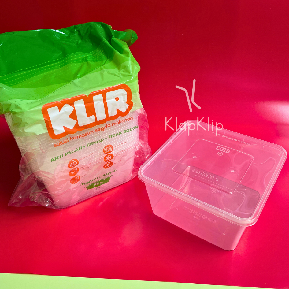 SATUAN‼️ 1pc Thinwall Square KLIR 3000ml Bening - Tempat Penyimpanan Makanan Thinwall Food Container