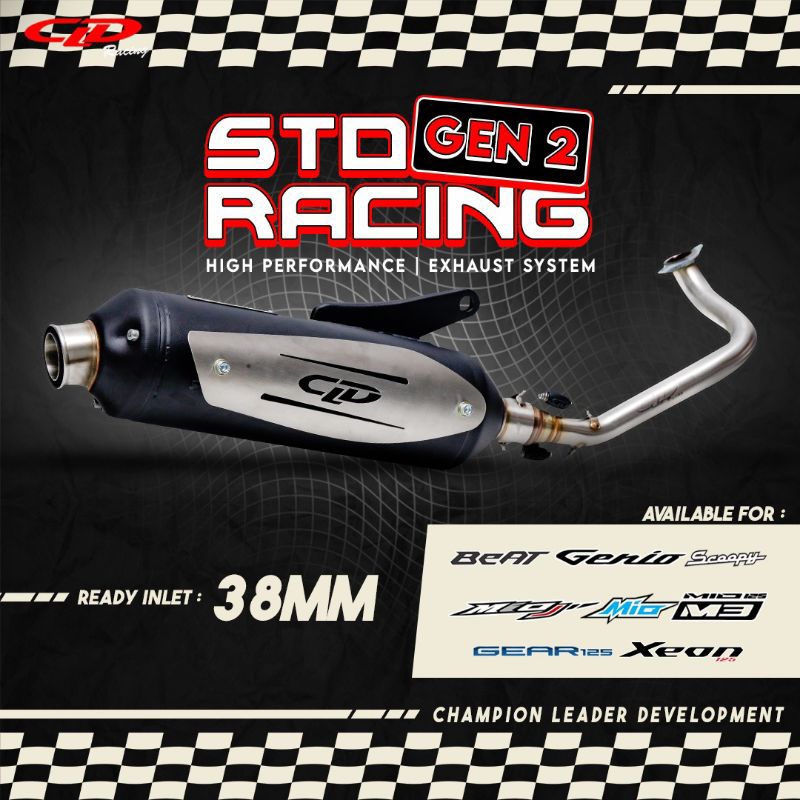 KENALPOT STANDAR RACING CLD GEN 2 BEAT SCOOPY GENIO/ BEAT FI MIO MIO J MIO M3